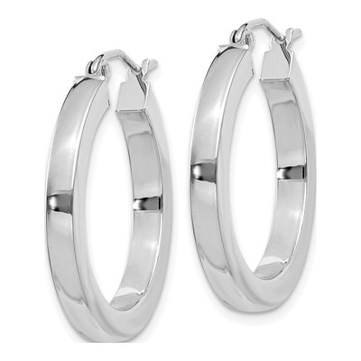 14K White Gold 25mm Square Tube Hoop Earrings – view 3
