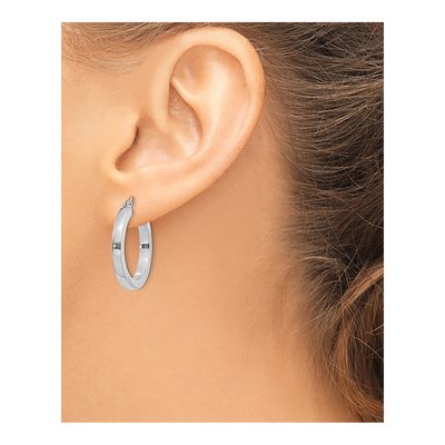 14K White Gold 25mm Square Tube Hoop Earrings – view 4