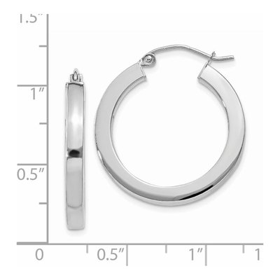14K White Gold 25mm Square Tube Hoop Earrings – view 5