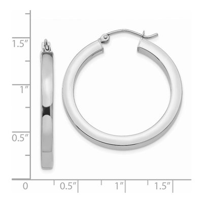 14K White Gold 30mm Square Tube Hoop Earrings – view 5