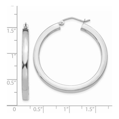 14K White Gold 35mm Square Tube Hoop Earrings – view 5
