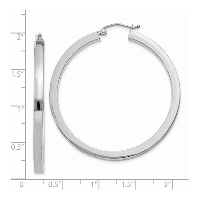 14K White Gold 45mm Square Tube Hoop Earrings – view 5
