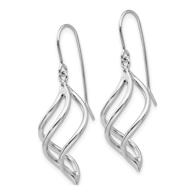 14K White Gold Swirl French Hook Dangle Earrings – view 3
