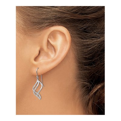 14K White Gold Swirl French Hook Dangle Earrings – view 4