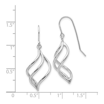 14K White Gold Swirl French Hook Dangle Earrings – view 5