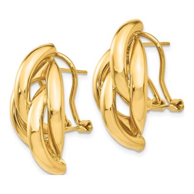 14K Yellow Gold Swirl Omega Back Dangle Earrings – view 3