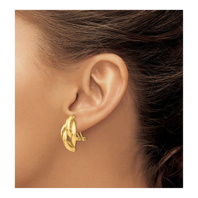 14K Yellow Gold Swirl Omega Back Dangle Earrings – view 4