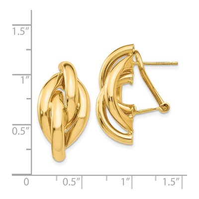 14K Yellow Gold Swirl Omega Back Dangle Earrings – view 5