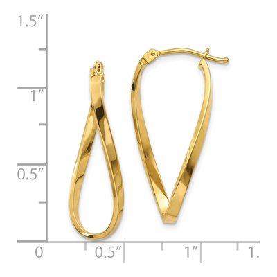 14K Yellow Gold Small Twisted Hoop Earrings – view 5
