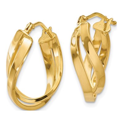14K Yellow Gold Twisted Hoop Earrings – view 3
