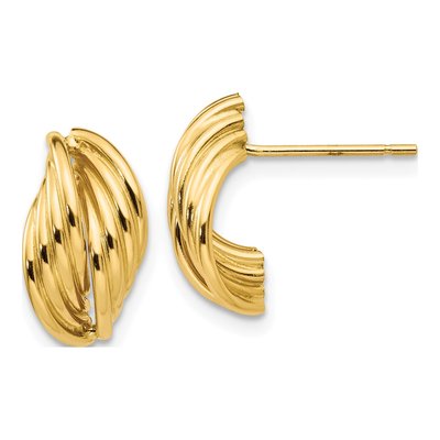 14K Yellow Gold Button Stud Earrings