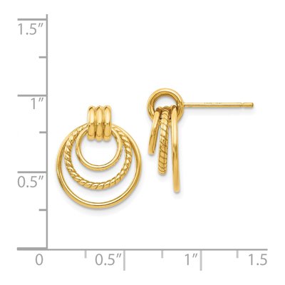 14K Yellow Gold Triple Circle Dangle Earrings – view 5