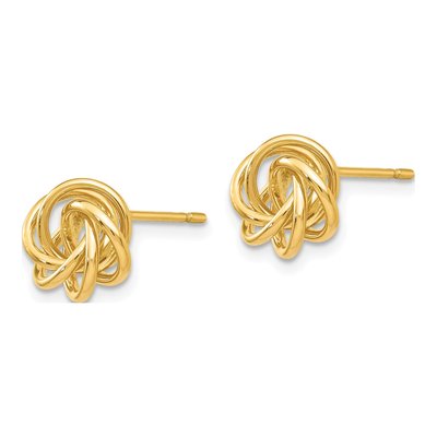 14K Yellow Gold Love Knot Button Stud Earrings – view 3