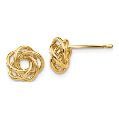 14K Yellow Gold Love Knot Button Stud Earrings