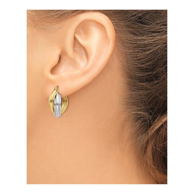 14K Two-Tone Gold Double Hoop Earrings – view 4