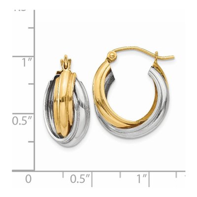 14K Two-Tone Gold Double Hoop Earrings – view 5