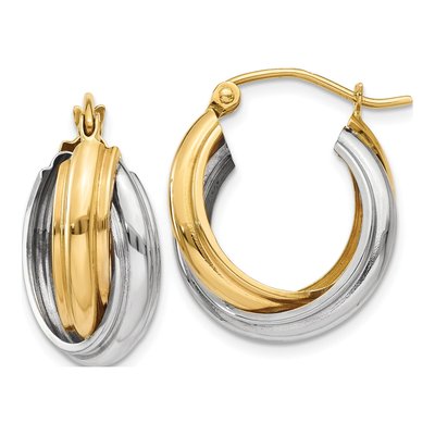 14K Two-Tone Gold Double Hoop Earrings