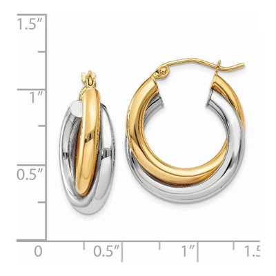 14K Two-Tone Gold Double Tube Hoop Earrings – view 5