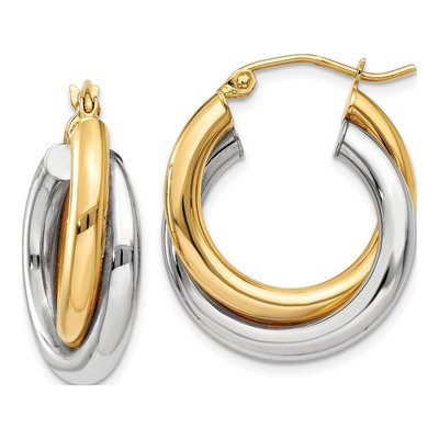 14K Two-Tone Gold Double Tube Hoop Earrings
