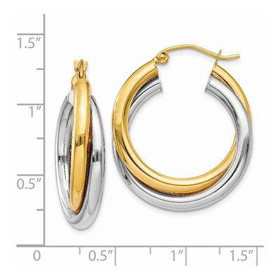 14K Two-Tone Gold Double Hoop Earrings – view 5