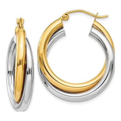 14K Two-Tone Gold Double Hoop Earrings