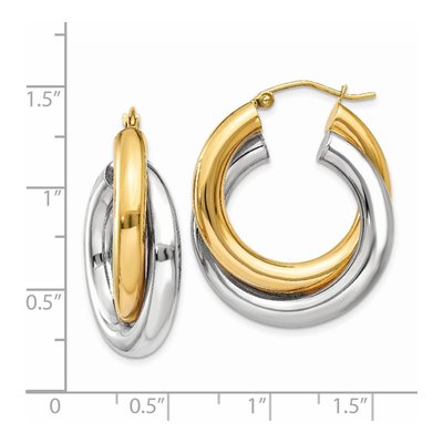 14K Two-Tone Gold Double Tube Hoop Earrings – view 5