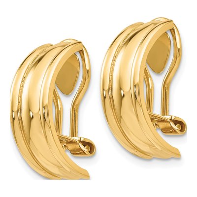 14K Yellow Gold 18mm Half Non-Pierced Hoop Earrings – view 2