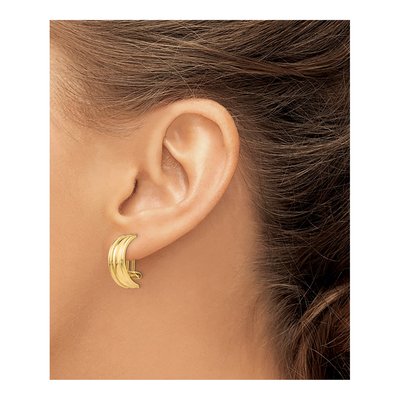 14K Yellow Gold 18mm Half Non-Pierced Hoop Earrings – view 3