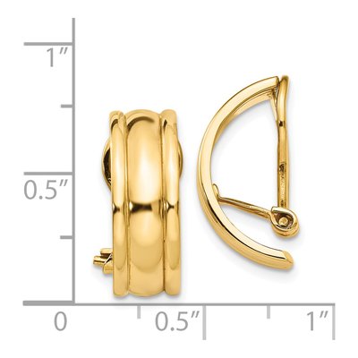 14K Yellow Gold 18mm Half Non-Pierced Hoop Earrings – view 4
