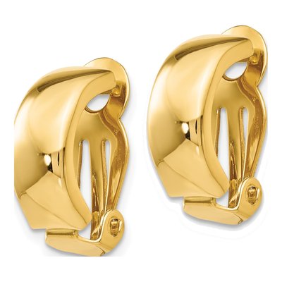 14K Yellow Gold 18mm Non-Pierced Half Hoop Earrings – view 2