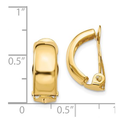 14K Yellow Gold 18mm Non-Pierced Half Hoop Earrings – view 4