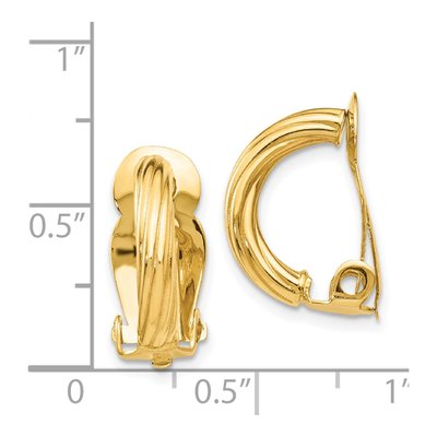 14K Yellow Gold 16mm Ribbed Half Omega Hoop Earrings – view 5