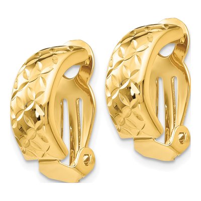 14K Yellow Gold 18mm Non-Pierced Half Hoop Earrings – view 2