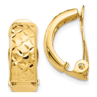 14K Yellow Gold 18mm Non-Pierced Half Hoop Earrings