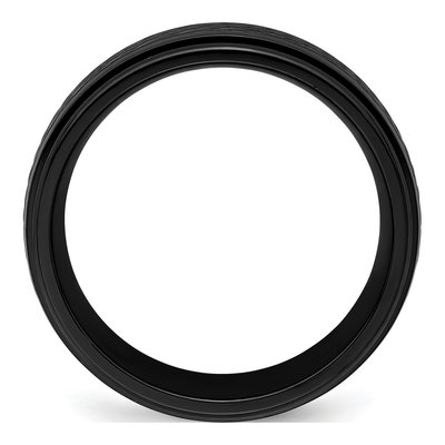 Zirconium 8mm Black Zirconium Ridged Wedding Band – view 3