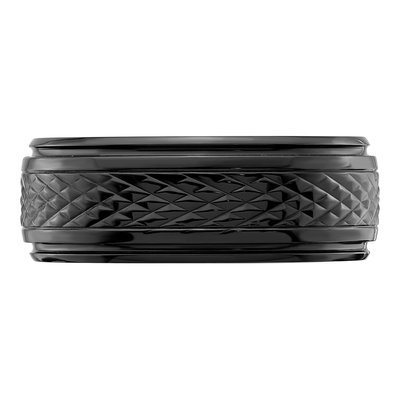 Zirconium 8mm Black Zirconium Ridged Wedding Band – view 4