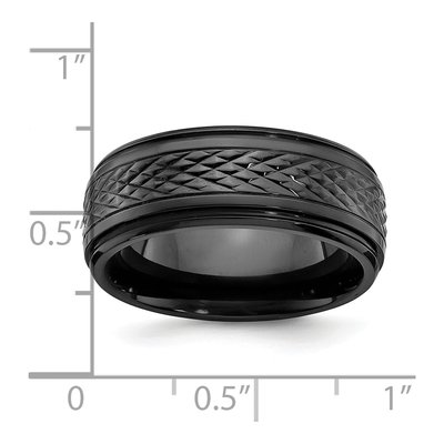 Zirconium 8mm Black Zirconium Ridged Wedding Band – view 5
