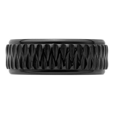 Zirconium 8mm Black Zirconium Grooved Wedding Band – view 4