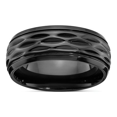 Zirconium Black Zirconium Diamond-Cut Wedding Band