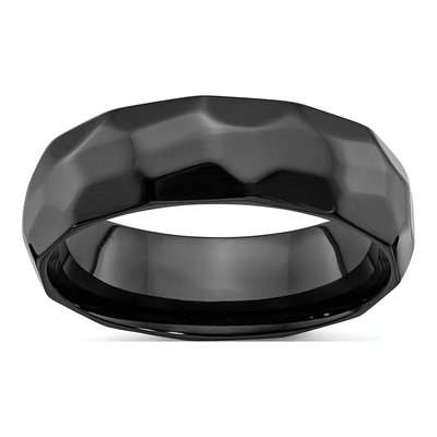 Zirconium 7mm Black Zirconium Hammered Wedding Band