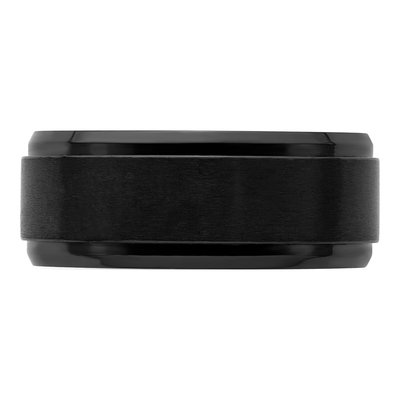 Zirconium 9mm Black Zirconium Beveled Wedding Band – view 4