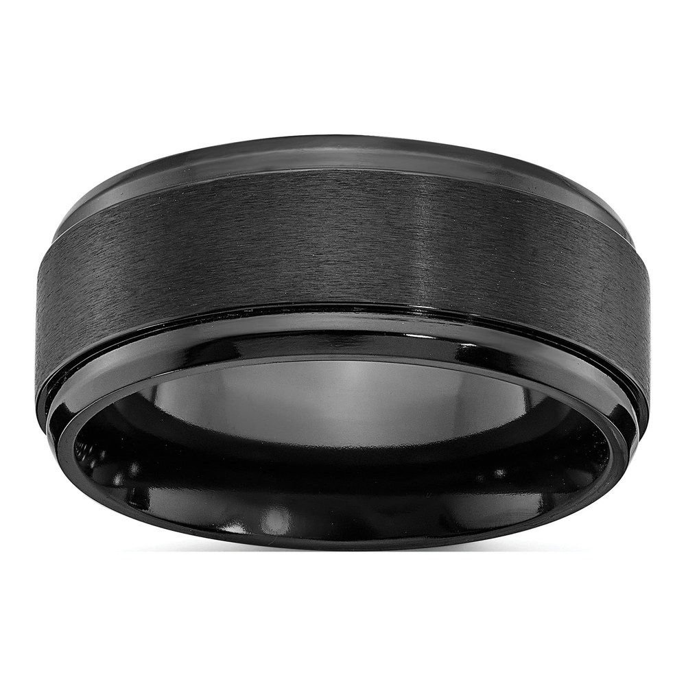 Zirconium 9mm Black Zirconium Beveled Wedding Band