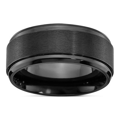 Zirconium 9mm Black Zirconium Beveled Wedding Band