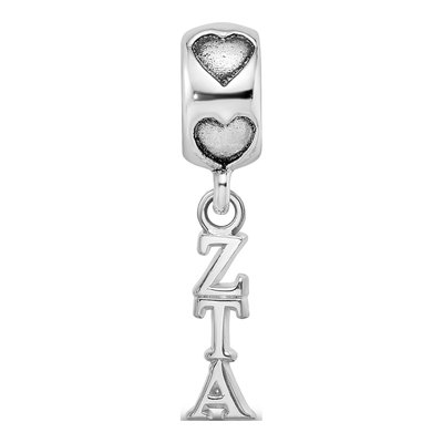 Zeta Tau Alpha Sterling Silver Heart Bead – view 4