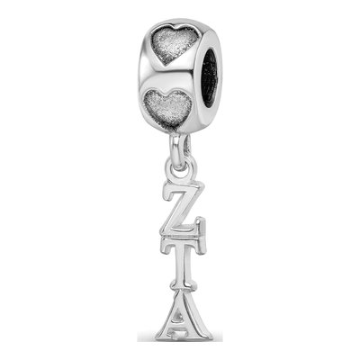 Zeta Tau Alpha Sterling Silver Heart Bead