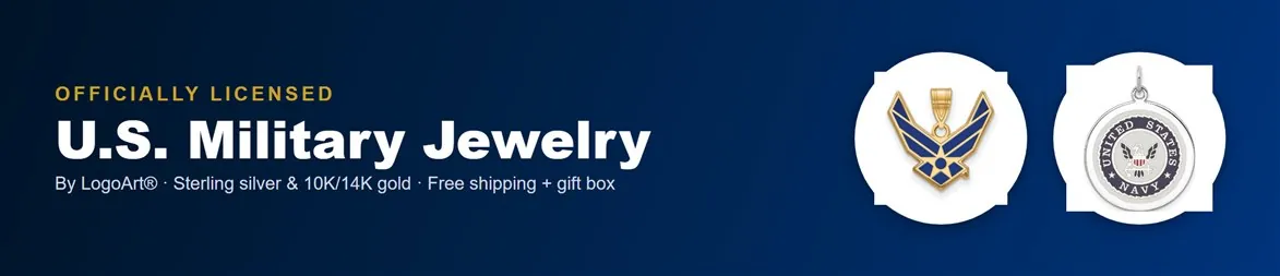 Officially licensed U.S. military jewelry by LogoArt - branch emblem pendants, necklaces and dog tags